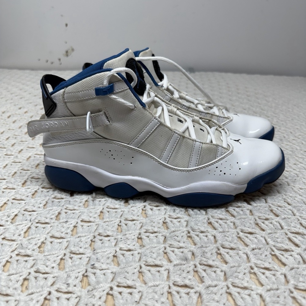Jordan 6 Rings Sport Sneakers Mens 12.5 White Marina Blue Black 322992-114